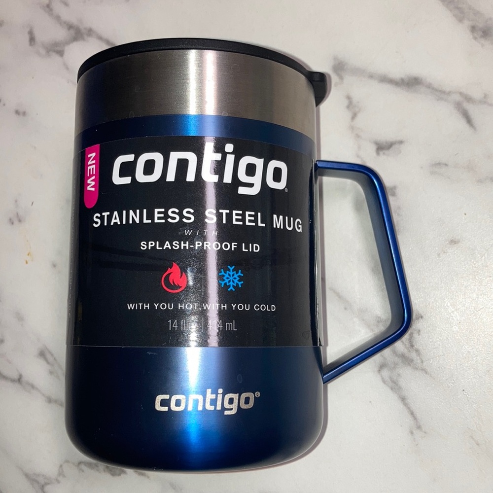 Contigo Blue and Silver Stainless Steel Mug